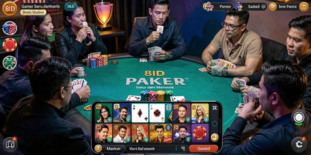 Screenshot utama 8ID menampilkan gameplay seru poker.