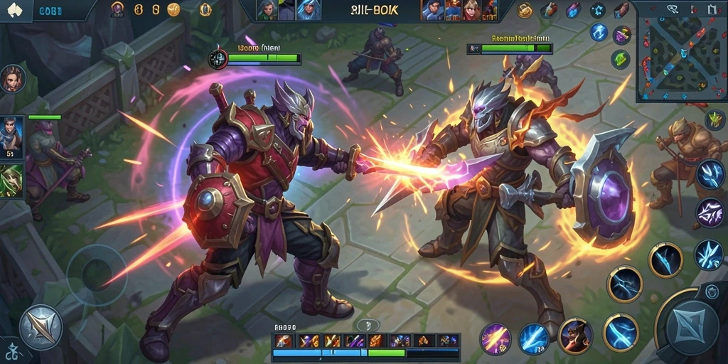 Tangkapan layar menunjukkan aksi seru dalam permainan MOBA 8II.