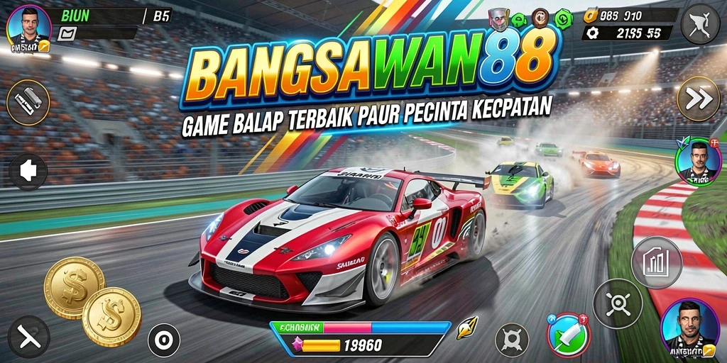 Screenshot utama BANGSAWAN88 menunjukkan aksi balap yang mendebarkan.