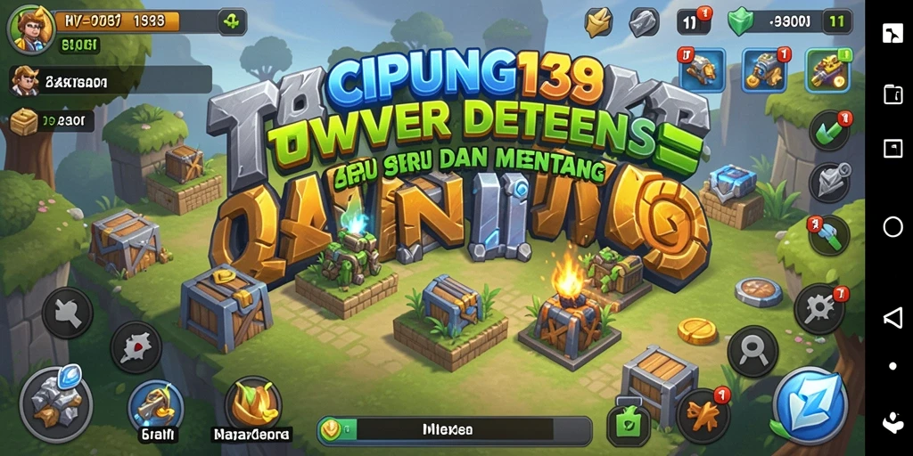 Tangkapan layar <strong>CIPUNG138</strong> menunjukkan aksi menara pertahanan melawan serangan musuh.