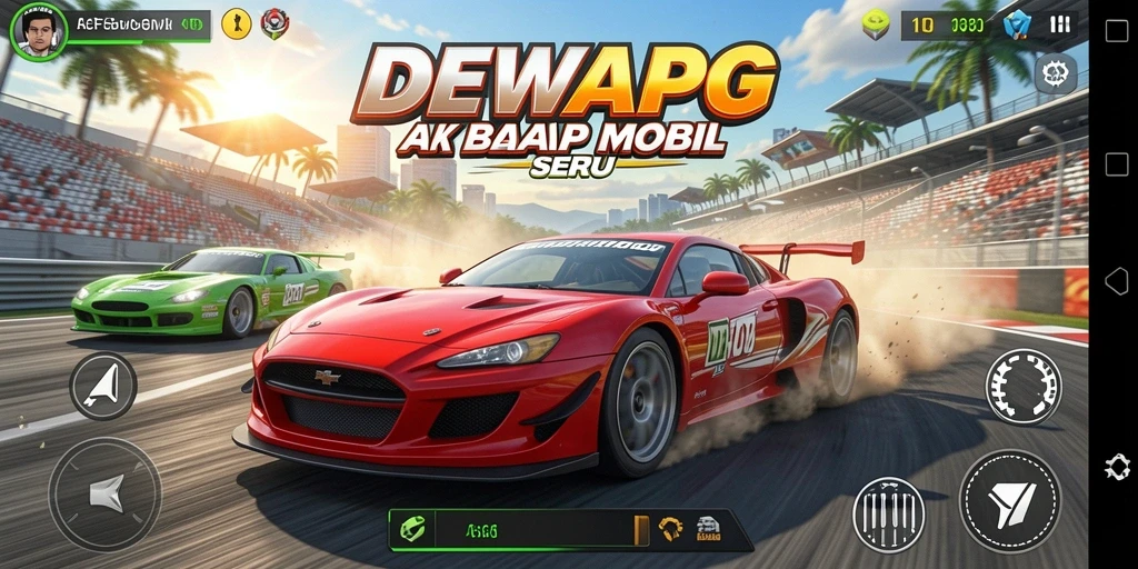 Tampilan gameplay balapan seru di DEWAPG yang menarik.