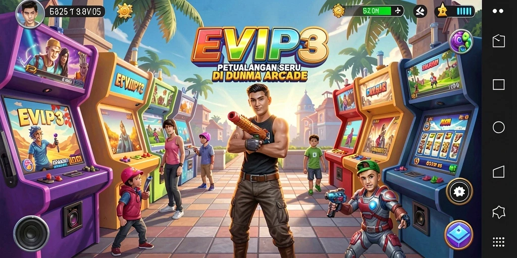 Tampilan inti gameplay EVIP3 dengan aksi Arcade yang mendebarkan.