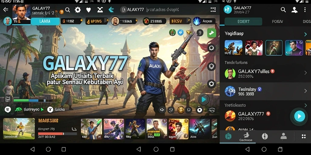 Tampilan antarmuka GALAXY77 yang menarik dan fungsional.