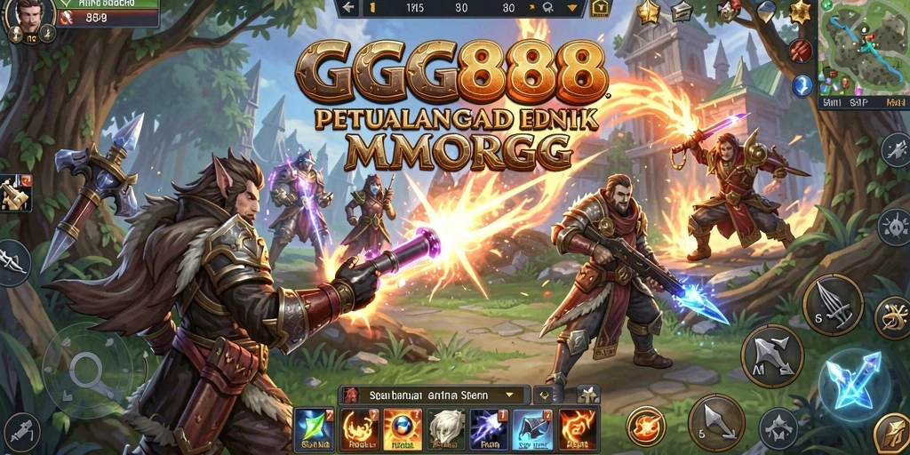 Screenshot GGG888 menampilkan aksi seru dalam pertempuran MMORPG.