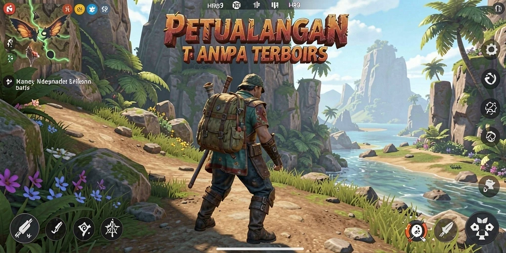 Tampilan gameplay yang menampilkan eksplorasi dunia terbuka yang luas.