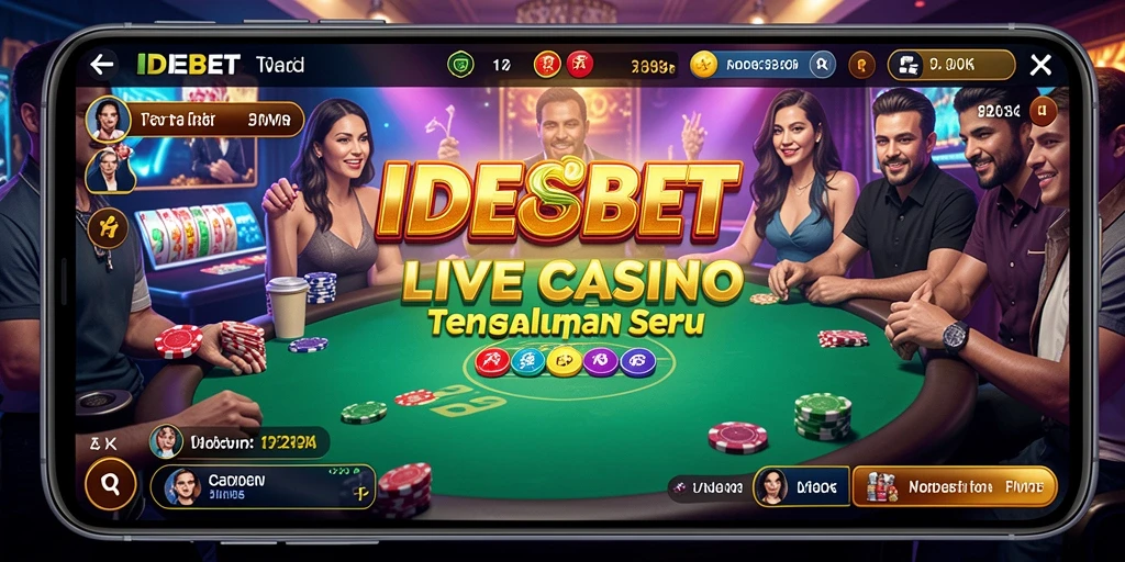 Screenshot IDEBET menampilkan dealer langsung dan suasana permainan yang seru.