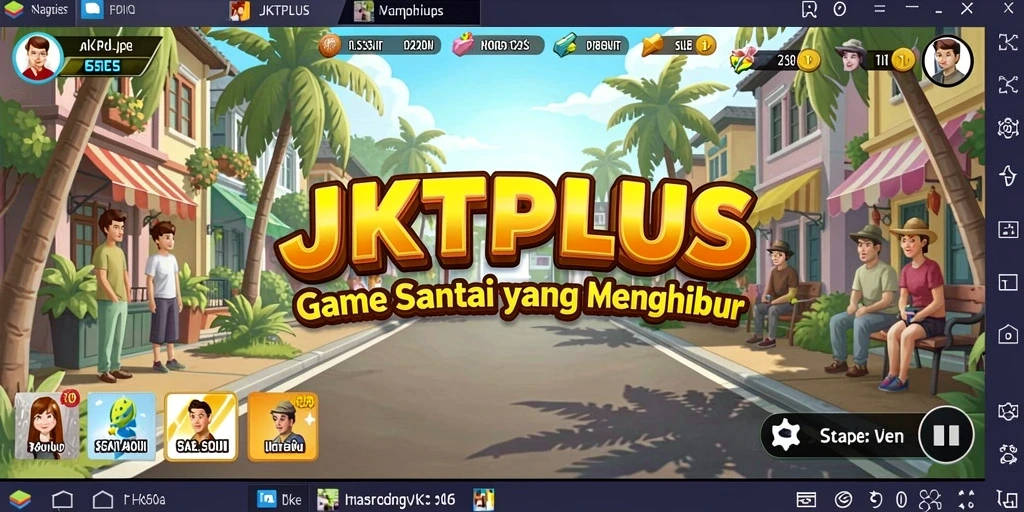 Tampilan gameplay JKTPLUS yang ceria dan menghibur.