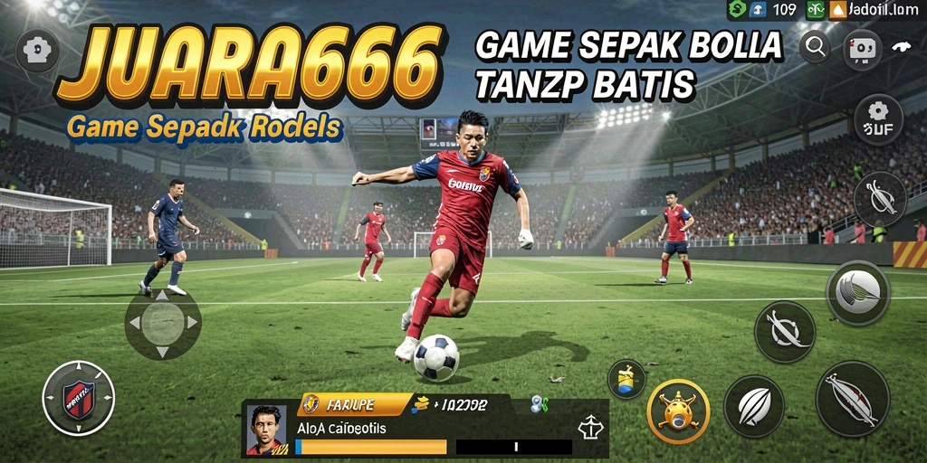Screenshot gameplay JUARA666 dengan aksi sepak bola yang mendebarkan.