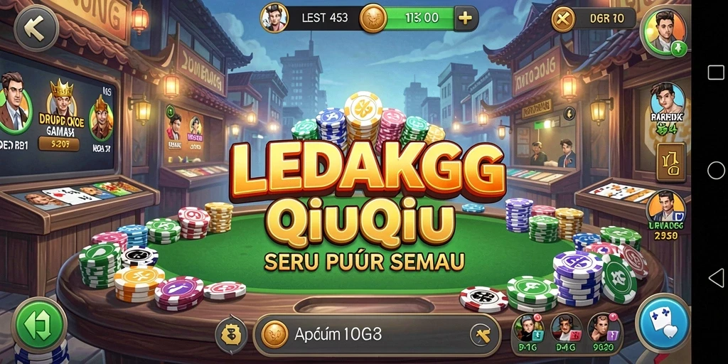 Tampilan gameplay seru dari LEDAKGG dalam permainan QiuQiu.