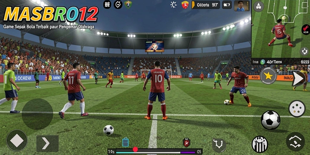 Tampilan menarik dari gameplay sepak bola di MASBRO12.