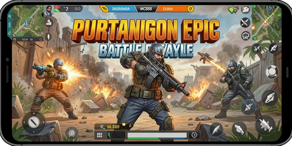 Tampilan gameplay menarik dari MC888 saat pertarungan Battle Royale.