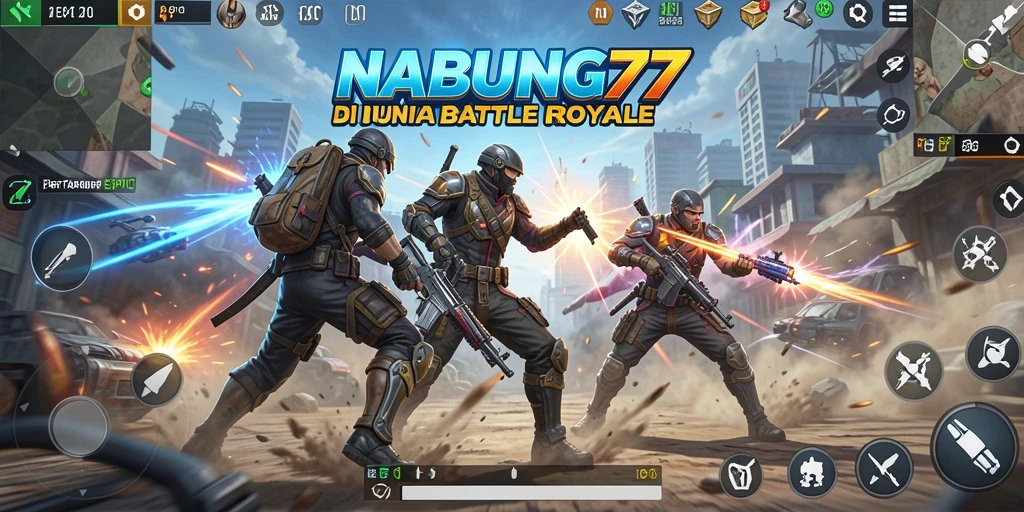 Tangkapan layar menunjukkan aksi intens battle royale dalam NABUNG77.