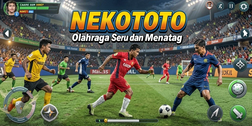 Screenshot gameplay NEKOTOTO yang penuh aksi olahraga.