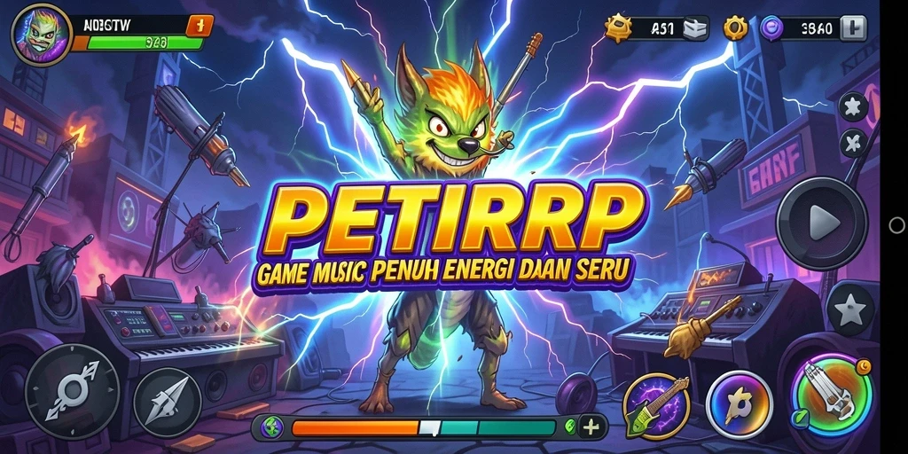 Screenshot gameplay PETIRRP dengan alunan musik yang seru.