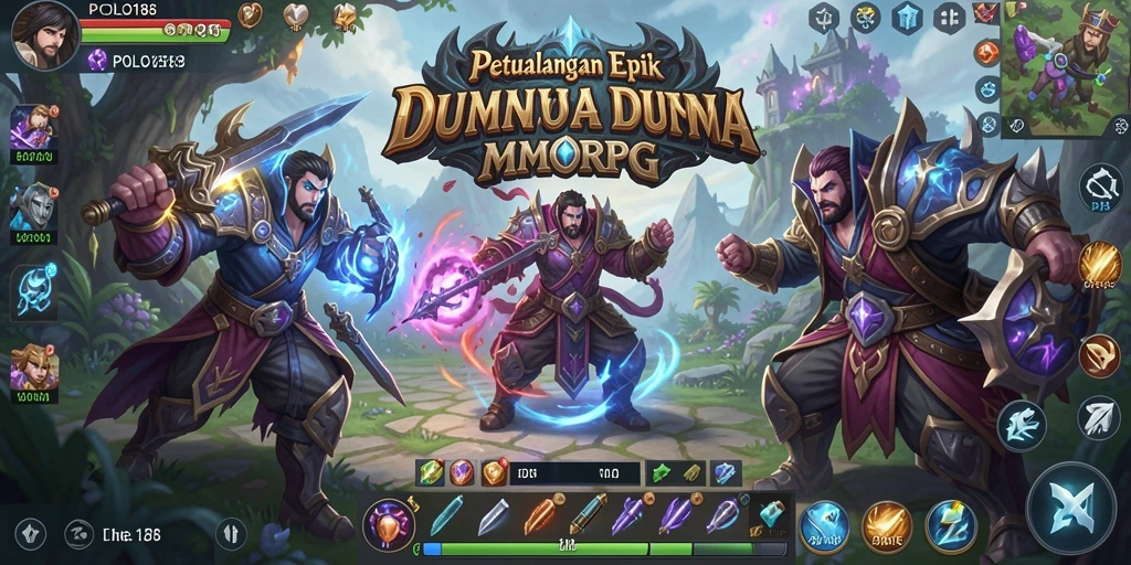 Screenshot utama POLO188 menampilkan aksi pertempuran epik dalam dunia MMORPG.