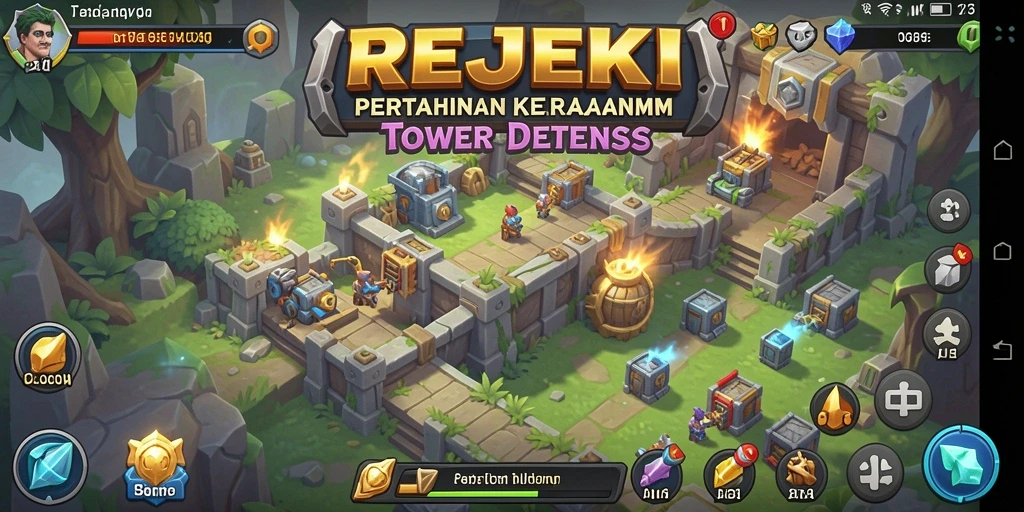 Gameplay menegangkan dalam Tower Defense REJEKI.