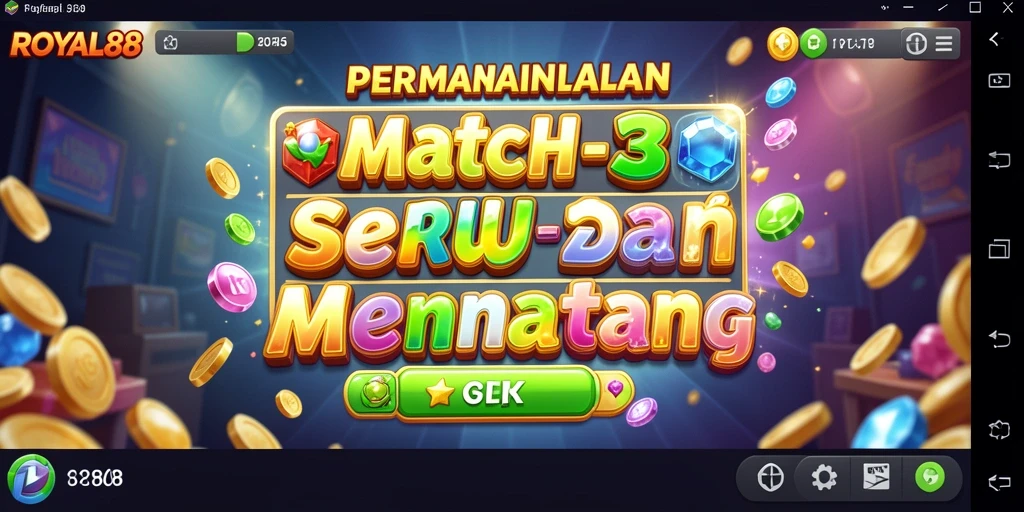 Gameplay seru dari ROYAL88 yang menampilkan permainan Match-3.