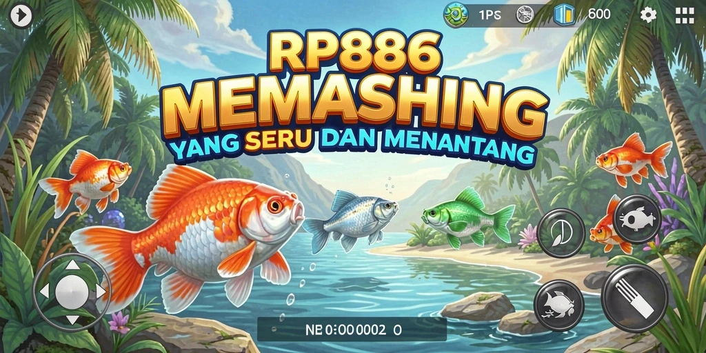 Tangkapan ikan yang beragam dalam gameplay memancing RP886.