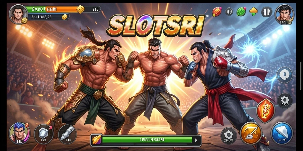 Tampilan gameplay pertarungan seru di SLOTSRI.