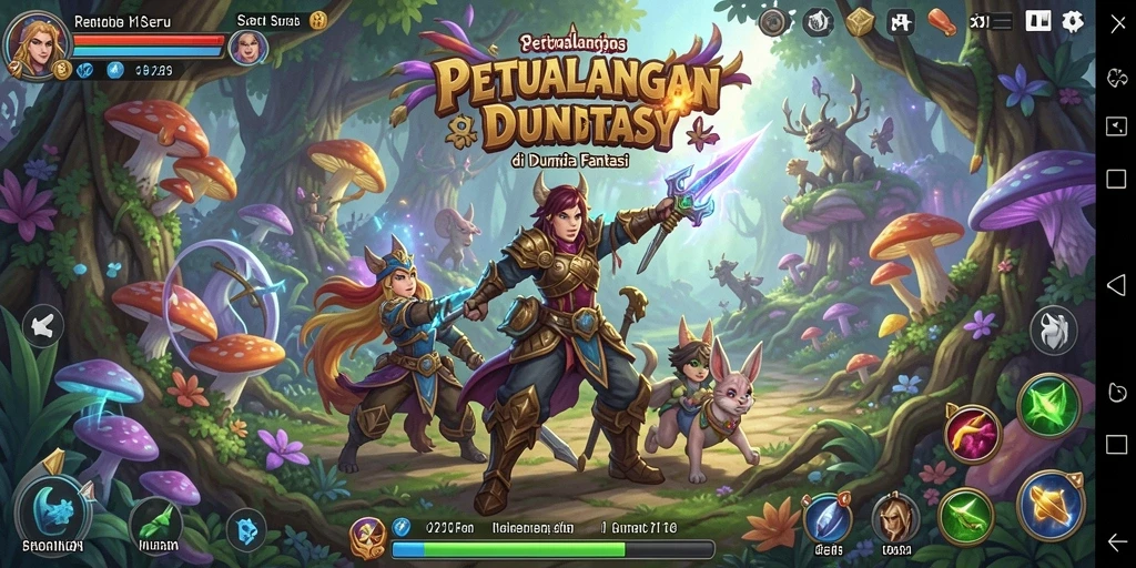 Screenshot gameplay V21 menampilkan aksi seru di dunia petualangan yang fantastis.